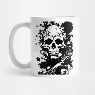 gothic skull with flowers Mug